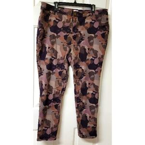 LOGO Lori Goldstein Womens Chino Pants Plus Sz 20W 20 W Brown Camo Print Stretch